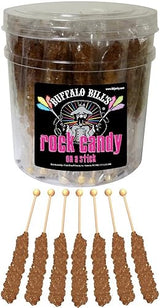 Buffalo Bills Root Beer (Brown) Rock Candy On A Stick (36-ct tub brown rock candy crystal sticks)