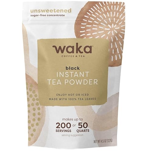 Waka Instant Black Tea Mix, Classic - 100% Tea Leaves, No Additives, Unsweetened Tea Powder for 50 Quarts or 200 Cups - Easy and Quick Hot or Iced