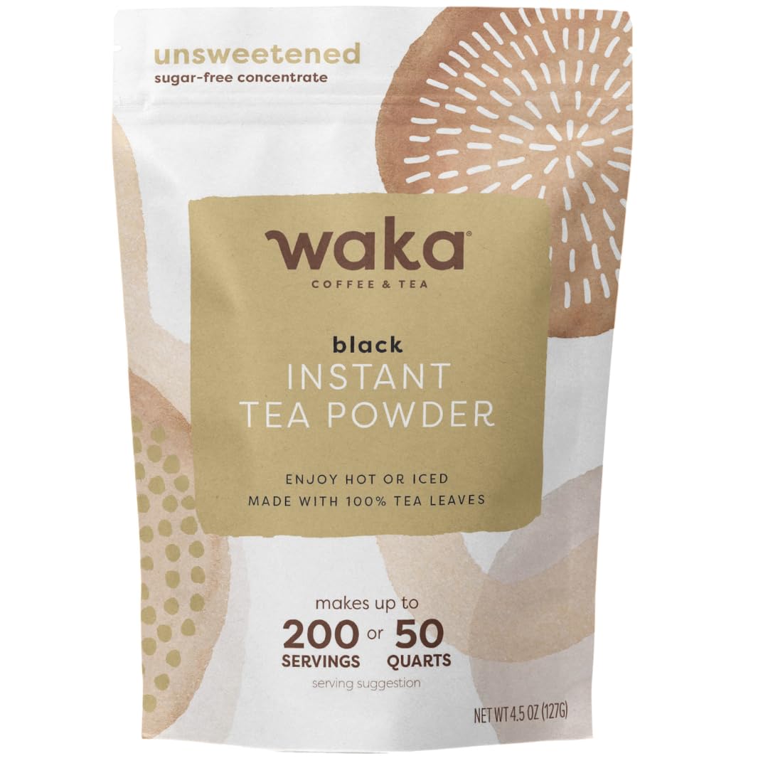 Waka Instant Black Tea Mix, Classic - 100% Tea Leaves, No Additives, Unsweetened Tea Powder for 50 Quarts or 200 Cups - Easy and Quick Hot or Iced