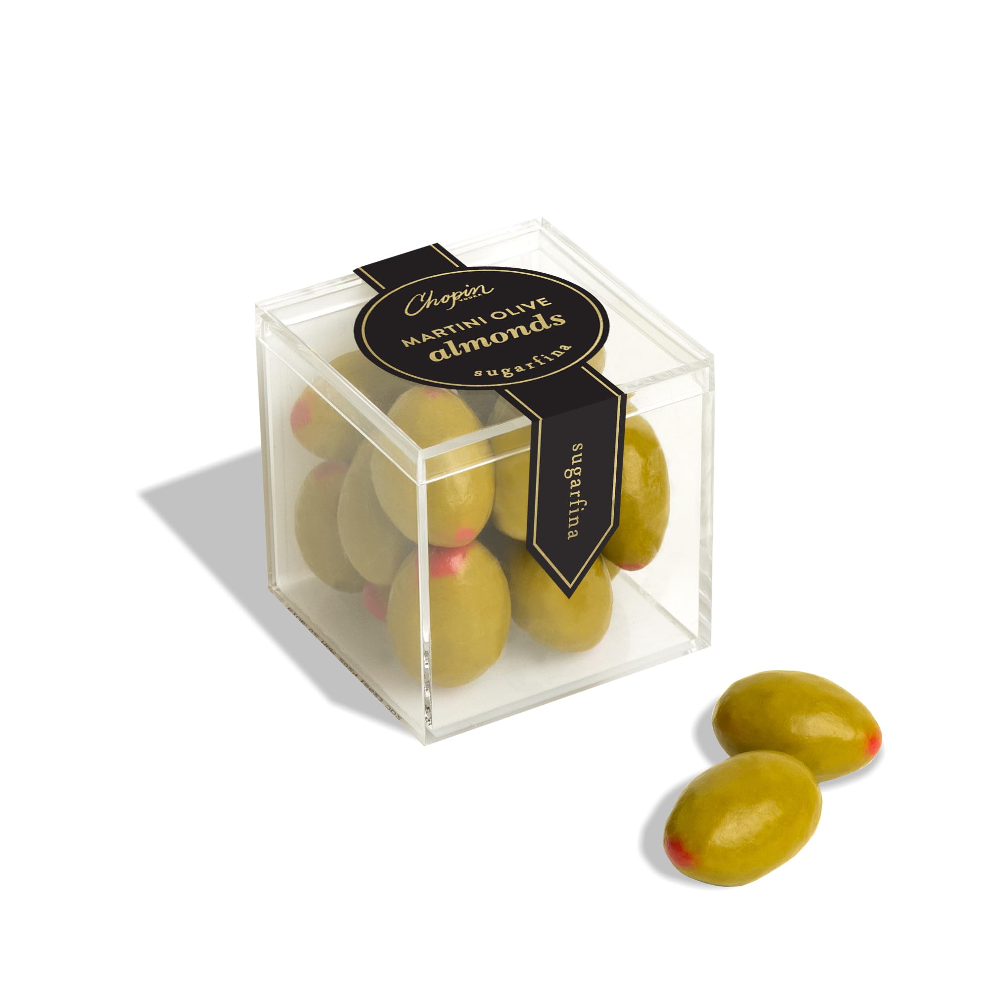 Sugarfina Martini Olive Almonds Small Candy Cube, 2.5 oz, 4 Count | Non-Alcoholic, Chocolate Candy