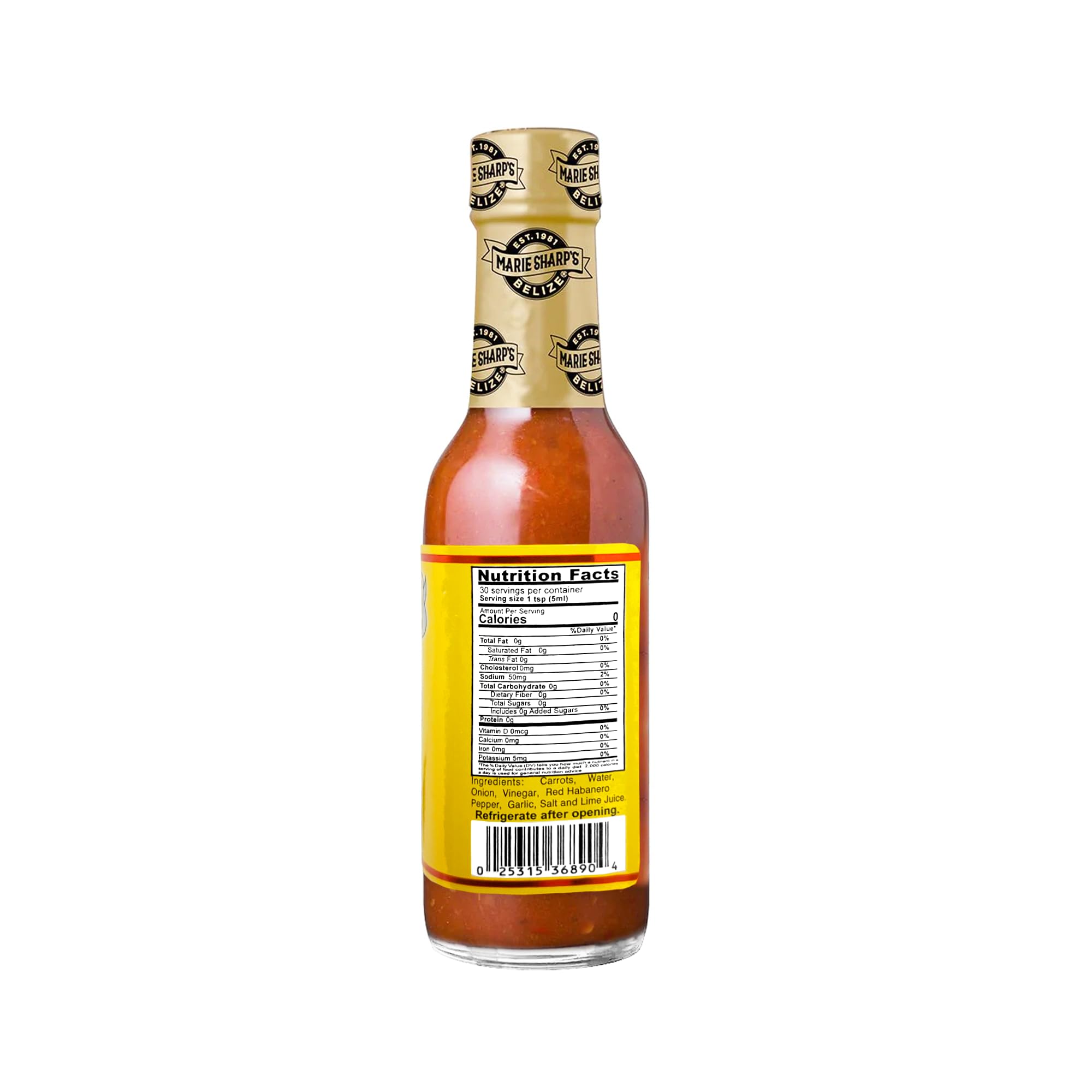 Marie Sharp’s Garlic Habanero Pepper Sauce, 5 oz - Bold Belizean Hot Sauce with Garlic & Heat - All-Natural, Gluten-Free