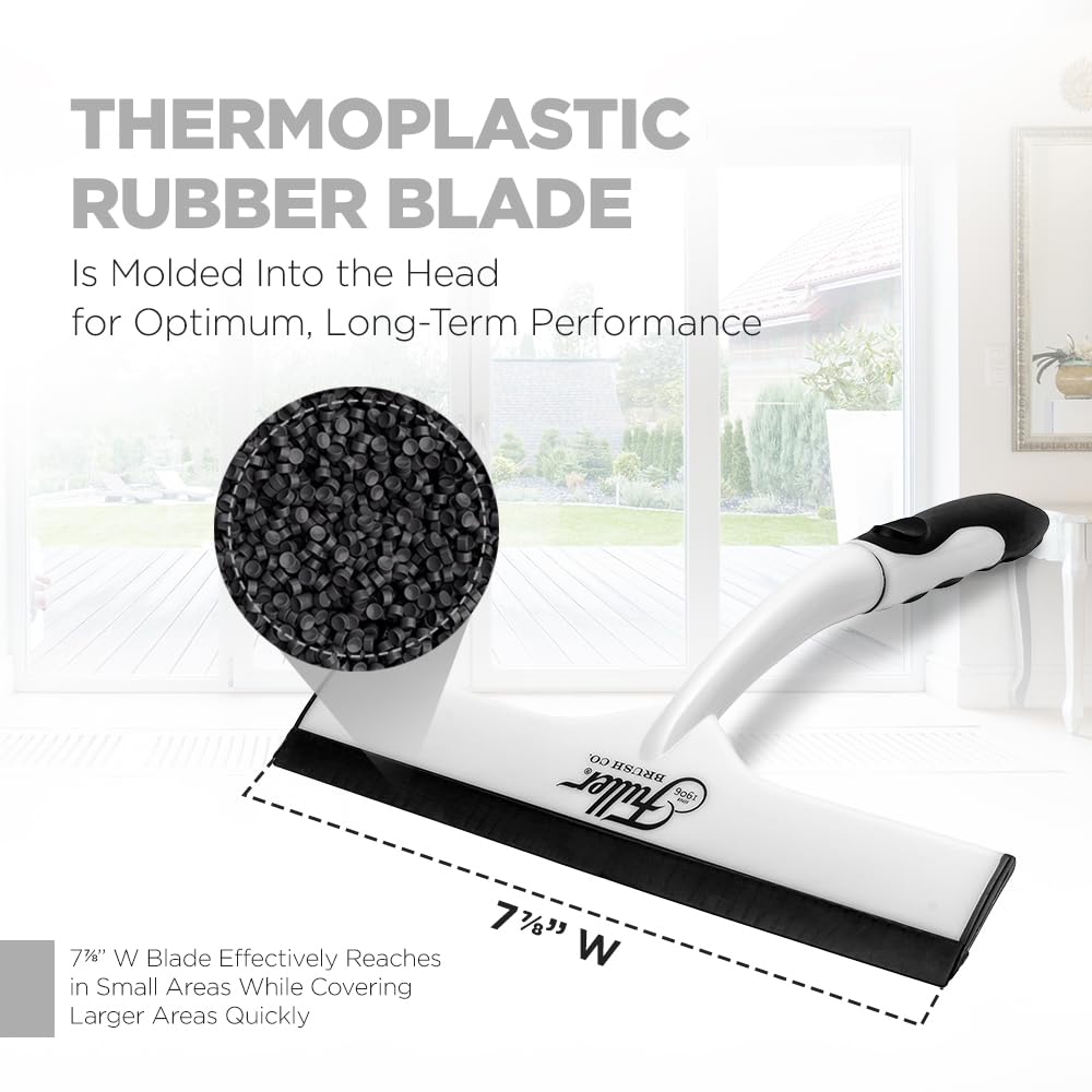 Fuller Brush Easy Grip Handheld Squeegee - for Shower Walls, Doors, Tub Surfaces, Windows, Mirrors & Vehicle Windshields - ThermoPlastic Rubber Blade