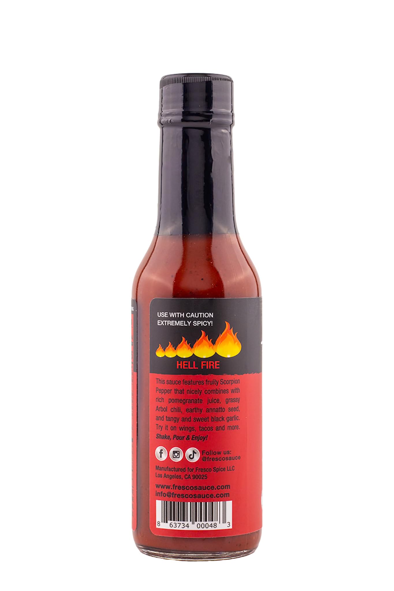 Arbol Scorpion Hot Sauce By Fresco Sauce, Fiery Hot Sauce With Flavors Of Scorpion Pepper, Arbol Pepper & Galric, Made With All Natural Ingredients, 5