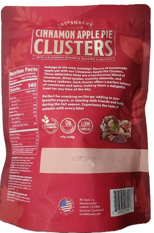 180 Snacks Cinnamon Apple Pie Snack Clusters, Low Sodium - 15 Ounces