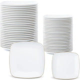 Blue Sky Organic White Square Plates Combo (32 Count) | Premium Plastic Plates: 7.25" & 10" | Gold-Rimmed Disposable Dinnerware Party Essentials