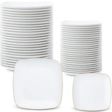 Blue Sky Organic White Square Plates Combo (32 Count) | Premium Plastic Plates: 7.25" & 10" | Gold-Rimmed Disposable Dinnerware Party Essentials