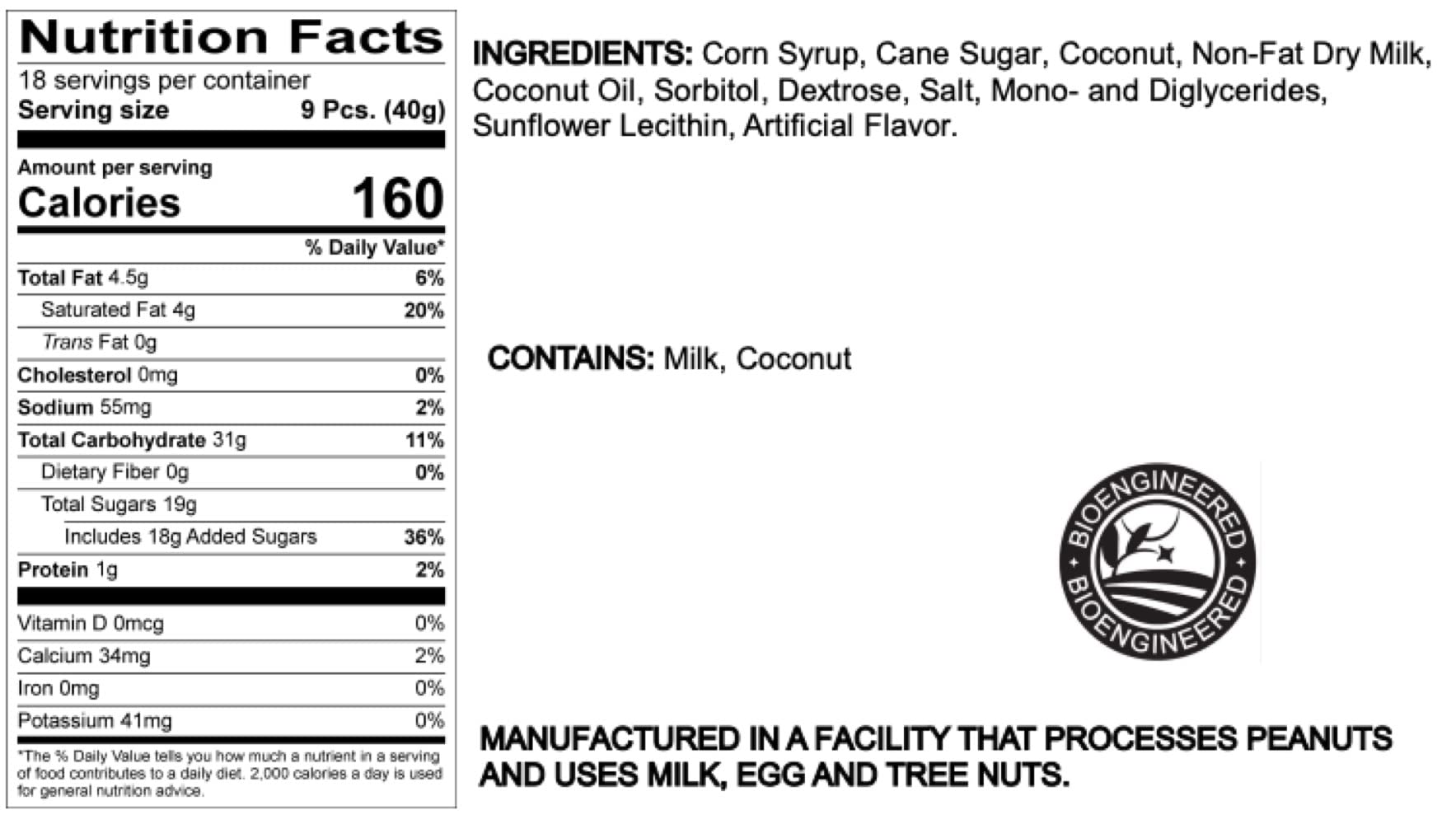 Atkinson's Long Boys Coconut - Creamy Caramels Infused with Real Coconut Flakes - Gluten Free, Kosher - 1 lb. Bag