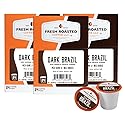 Fresh Roasted Coffee, Dark Brazil, Med-Dark Roast, 72 Pods for K Cup Brewers