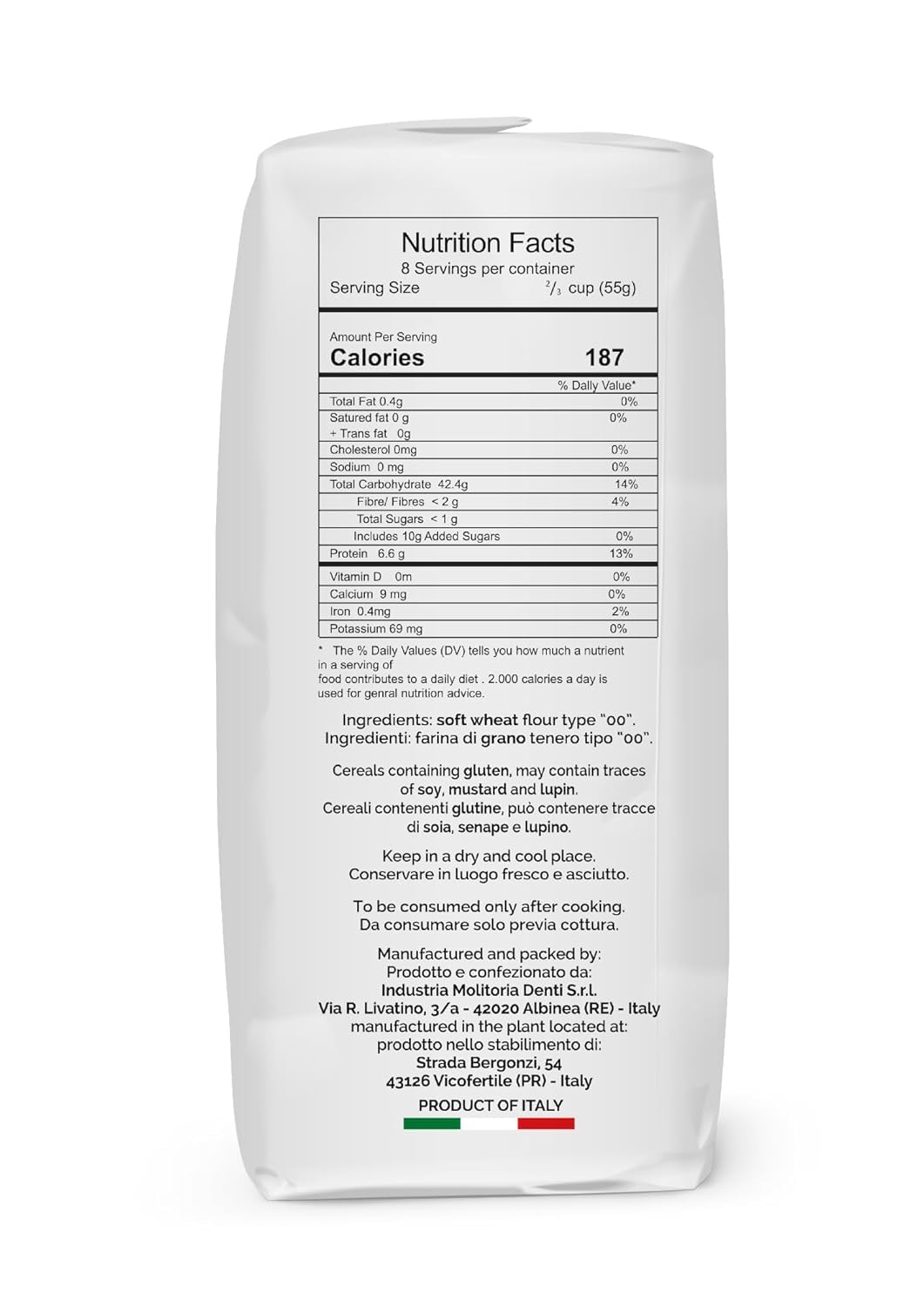 (5Kg. Bag) Anima Verace - Flour for Pizza Napoletana (00 Pizza Flour, Non-GMO, Kosher, All Natural, UnBleached, 100% Italian Soft Wheat) 11 Lb.