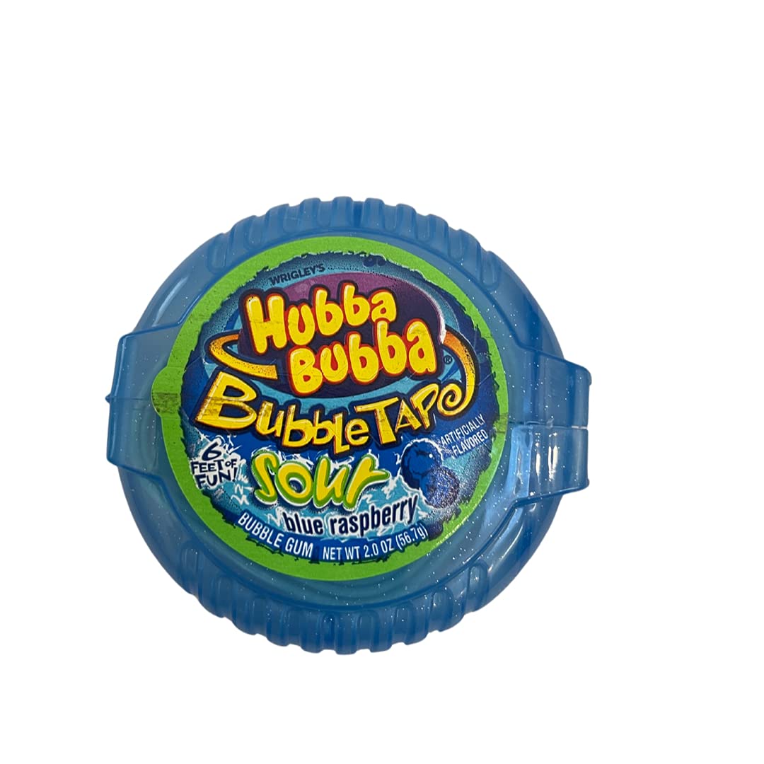Hubba Bubba Original Bubble Tape and Sour Blue Raspberry Bundle | 6 Feet of Gum Each 2 Flavor Pack 4 Total Ounce (Pack 4)