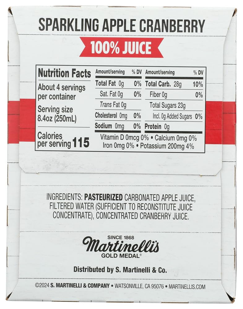 Martinellis Sparkling Apple Cranberry Juice 4Pk, 8.4 Fz
