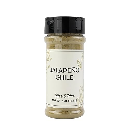 Olive & Vine Jalapeno Chile Powder, Spicy Flavor, For Tacos & Salsas, Rich Tradition, Authentic Taste, For Global Recipes (4 Ounce)