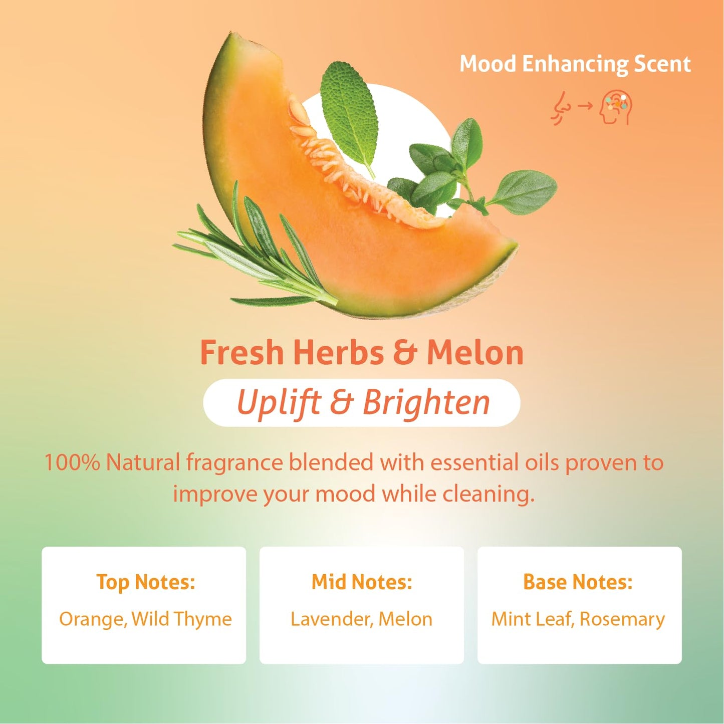 Therapy Clean All Purpose Cleaning Spray - Fresh Herbs & Melon 24 fl. oz - 100% Natural Scent, Kitchen Surface Counter, Surface Cleaner, Non Toxic All