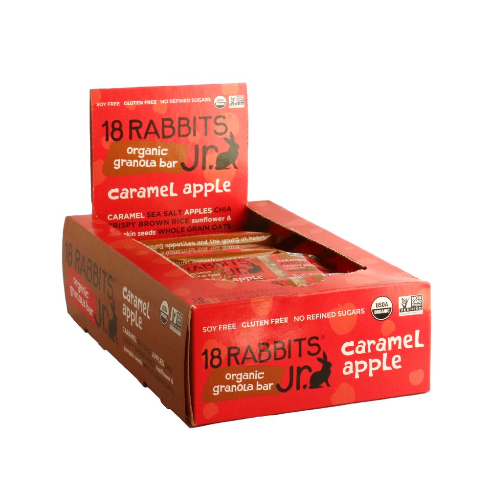 18 Rabbits Gluten Free Jr. Granola Bar, Caramel Apple, 16 Count