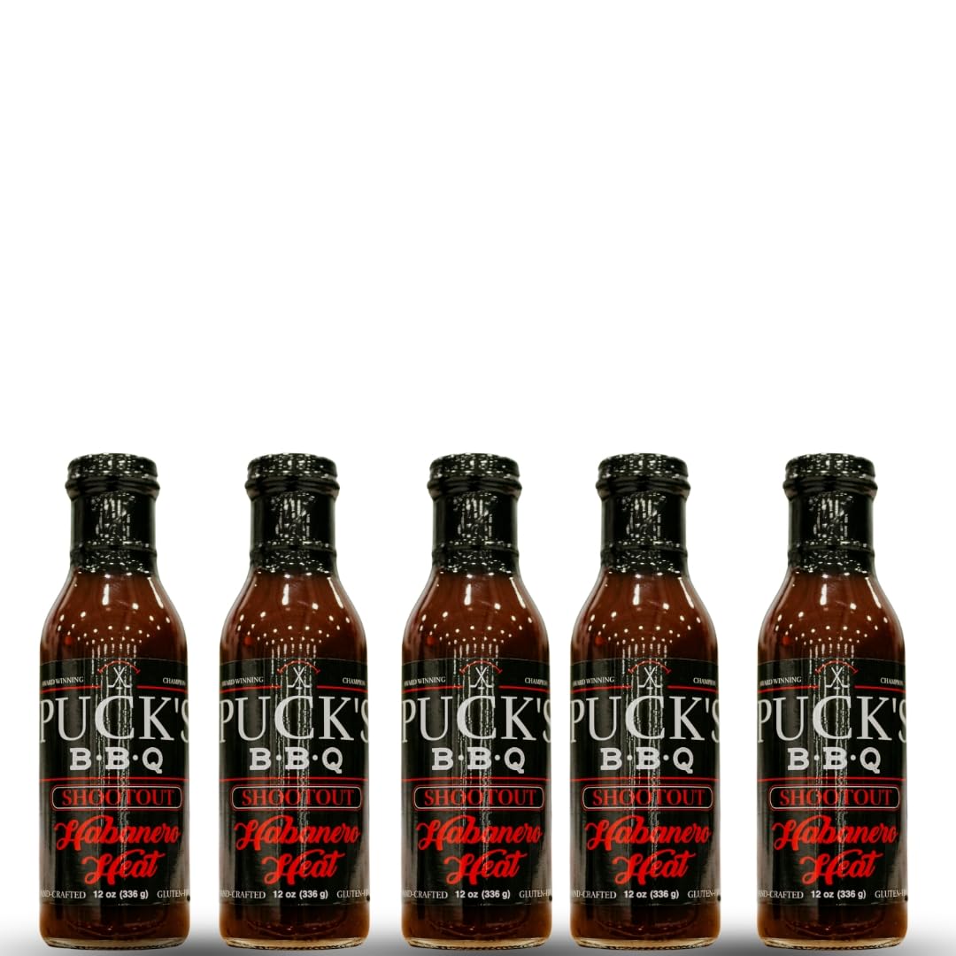 Puck's BBQ Shootout - Habanero Heat Sauce, 12 oz BBQ Sauce (5)