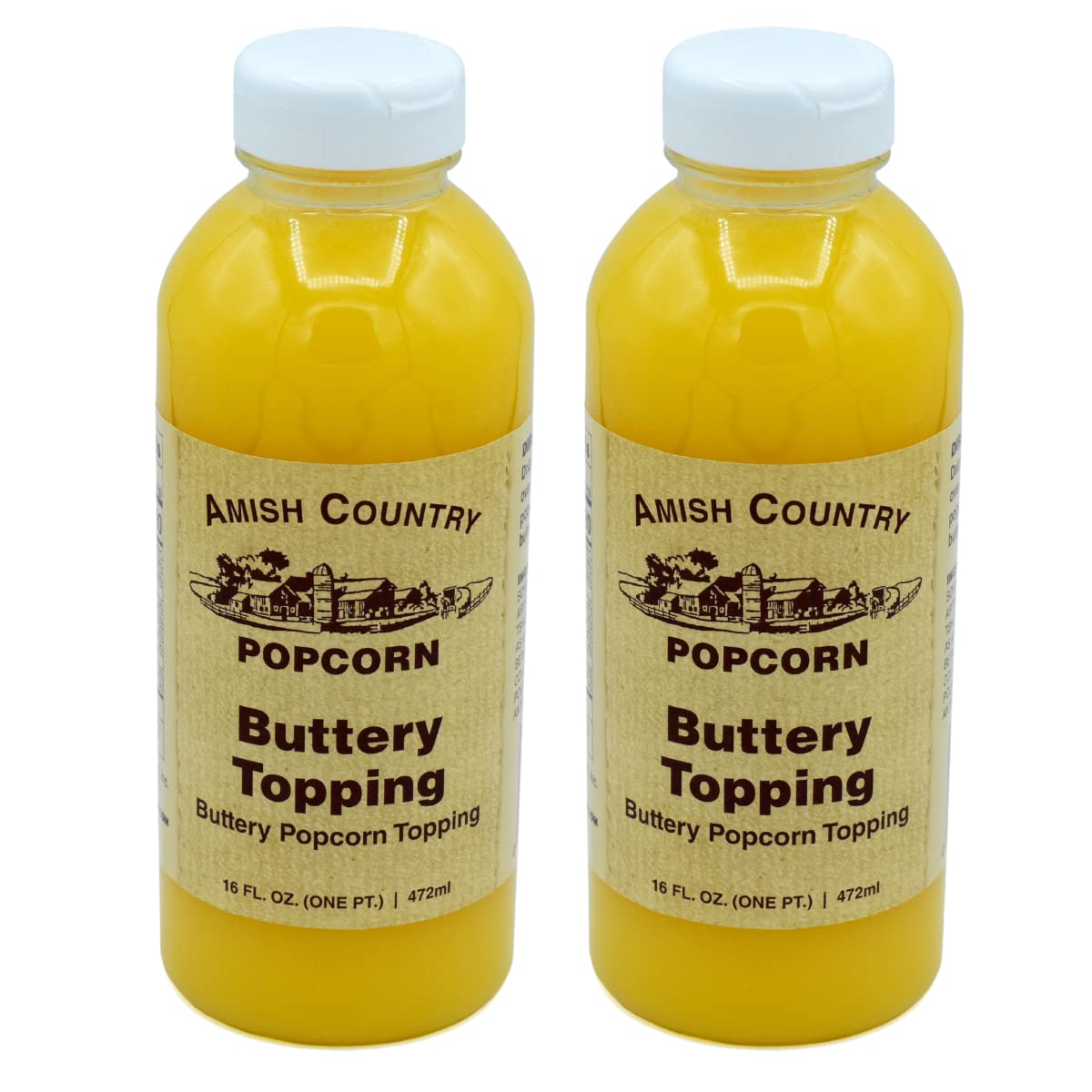Amish Country Popcorn | Buttery Popcorn Topping - 2-16 oz Bottles | Old Fashioned, GMO Free and Gluten Free (2-16 oz Bottles)
