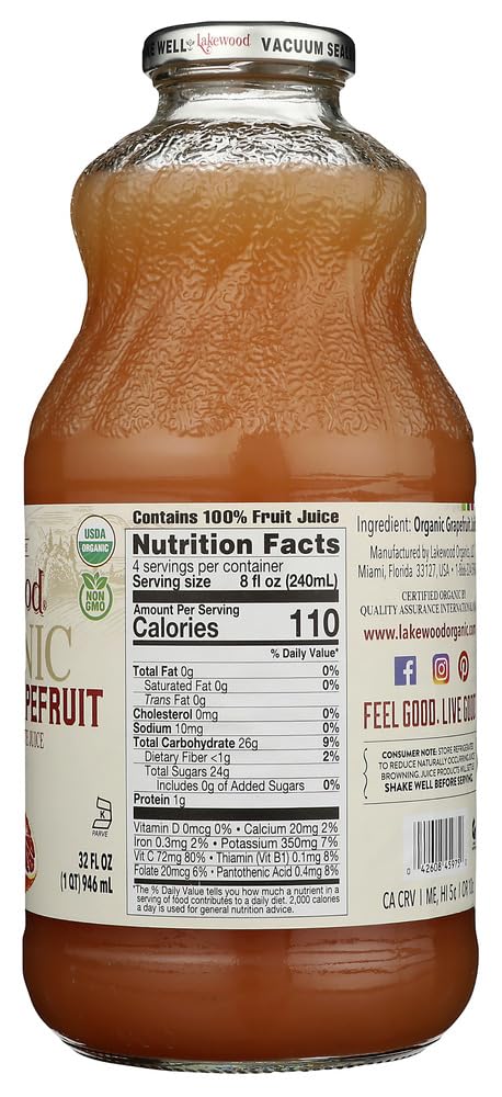 Organic Pink Grapefruit Juice (Pack of 12)