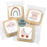 Boho Baby Cookies boy girl Individually Wrapped Party Favors Baby Shower 24 Pack Bulk gender neutral gift basket Earth Tones Baby Shirt Pacifier