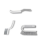 [3-Pack] Heavy Duty Scrub Brush Set with Professional PBT Stiff Bristles, V-Shape Grout Cleaner & Wide Floor Scrubber for Deep Cleaning Bathroom