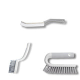 [3-Pack] Heavy Duty Scrub Brush Set with Professional PBT Stiff Bristles, V-Shape Grout Cleaner & Wide Floor Scrubber for Deep Cleaning Bathroom