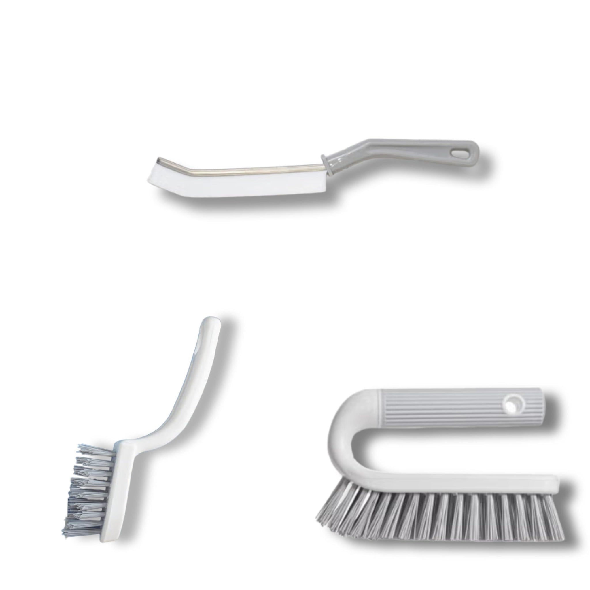 [3-Pack] Heavy Duty Scrub Brush Set with Professional PBT Stiff Bristles, V-Shape Grout Cleaner & Wide Floor Scrubber for Deep Cleaning Bathroom