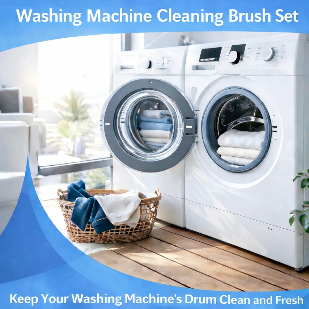 Washing Dryer Machine Rubber Seal Cleaning Brush Kits, Front Load Washer Cleaner Tools-1 PC Drum Slot Clean Brush & 5 PCS Crevice Cleaning Brushes