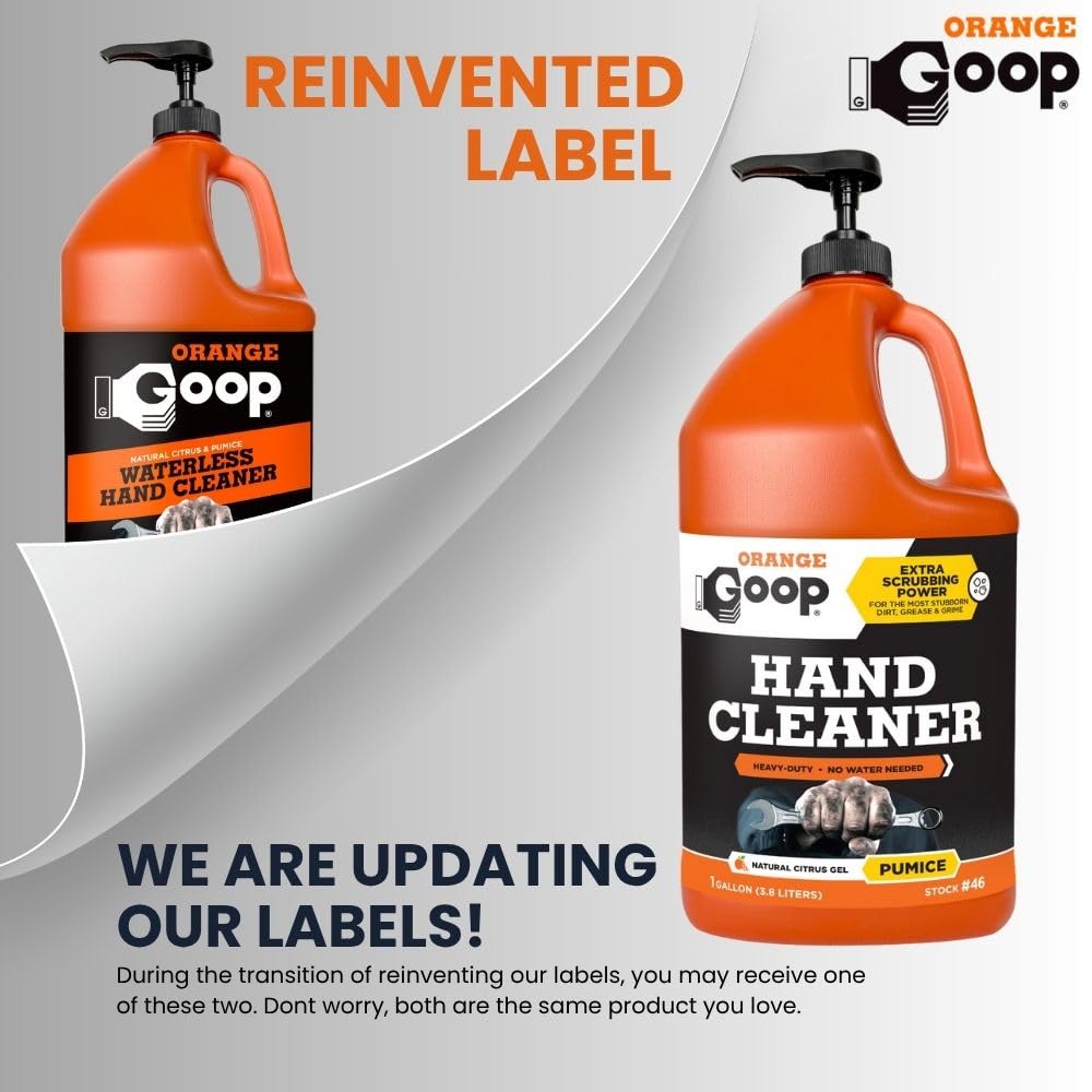 GOOP Orange Liquid with Pumice Multi-Purpose Waterless Hand Cleaner - 1 Gallon Pump Bottle