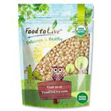 Food to Live Organic White Popcorn Kernels, 1.5 Pounds - Hulless Uncooked Whole Corn Ideal for Popping. USA Grown, USDA Certified. Non-GMO, Vegan