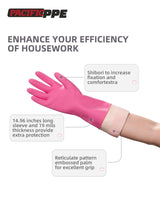 PACIFIC PPE 2 Pairs Reusable Rubber Gloves for Washing Dishes and Cleaning Tasks, Water Resistant Household Gloves for Kitchen Bathroom, Grippy Latex