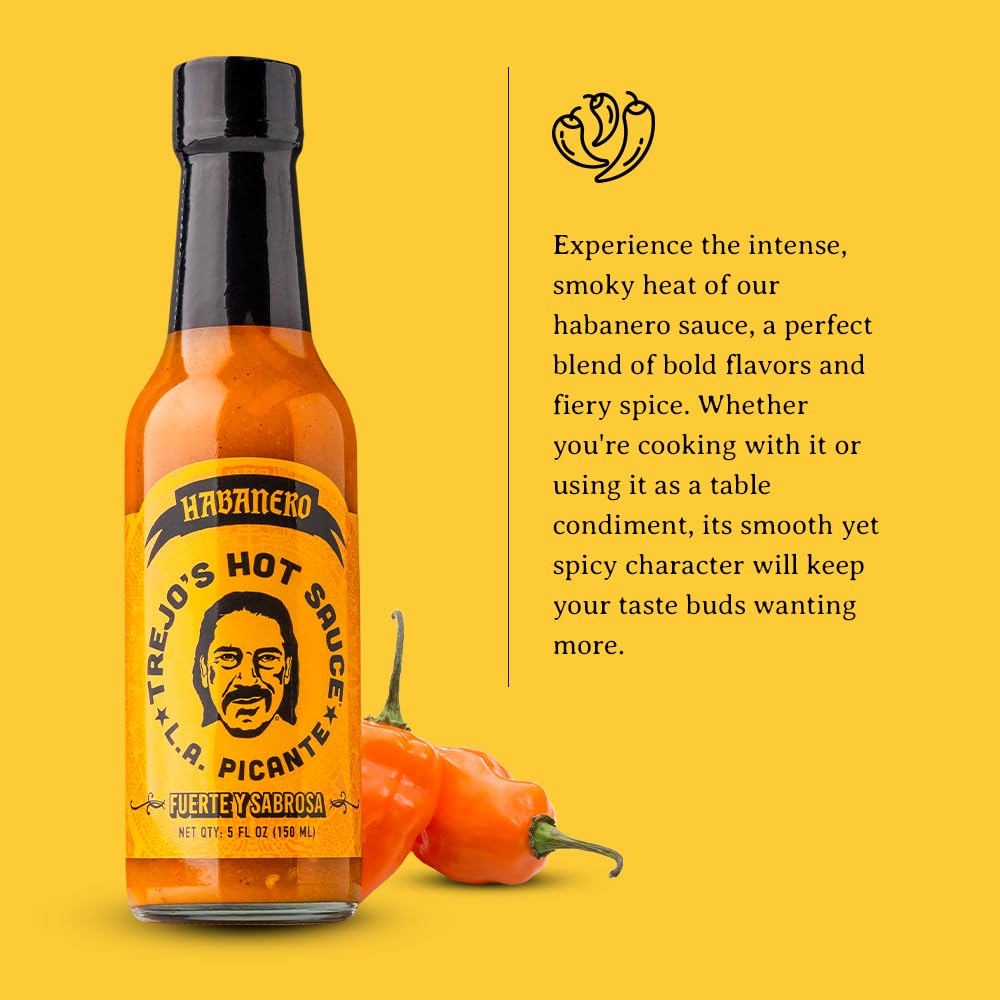 Trejo's Habanero Hot Sauce | Bold & Smoky with Sweet Carrot, Onion & Garlic | Handcrafted in USA | Vegetarian & Non-GMO | Perfect for Marinades