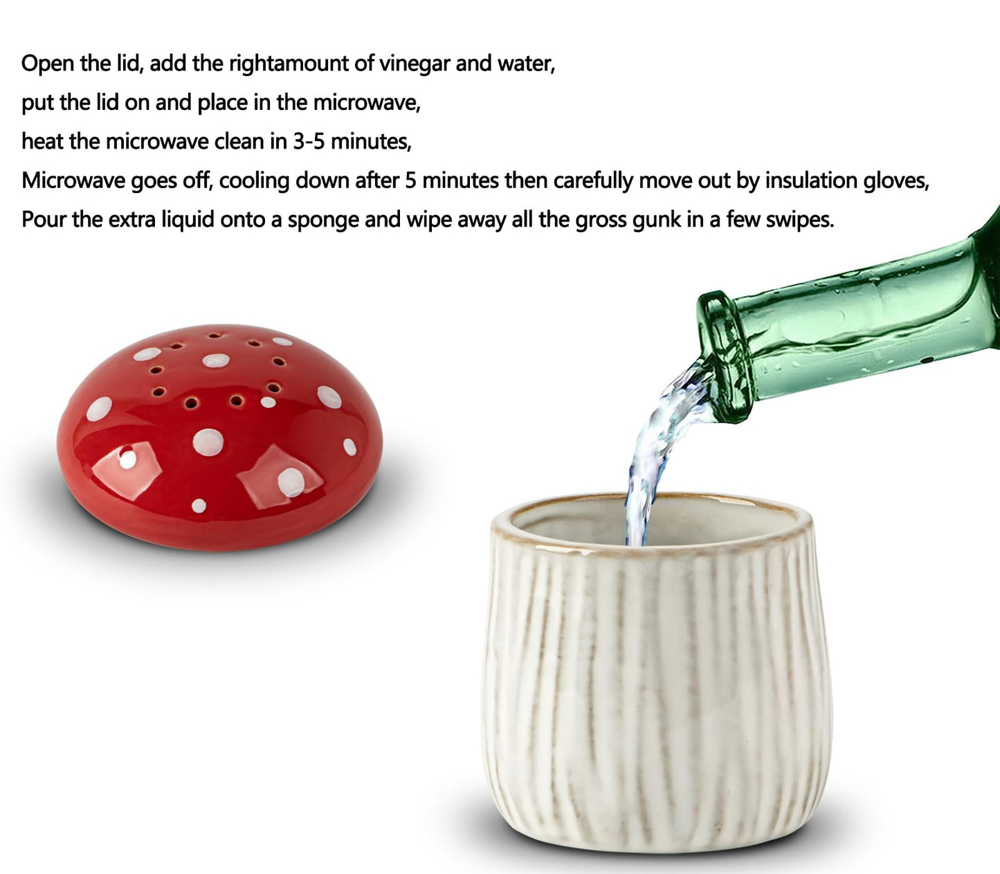 dgudgu Mushroom Microwave Cleaner Steam Ceramic Oven Cleaner Microwave Steam Cleaner Red Kitchen Microwave Cleaning