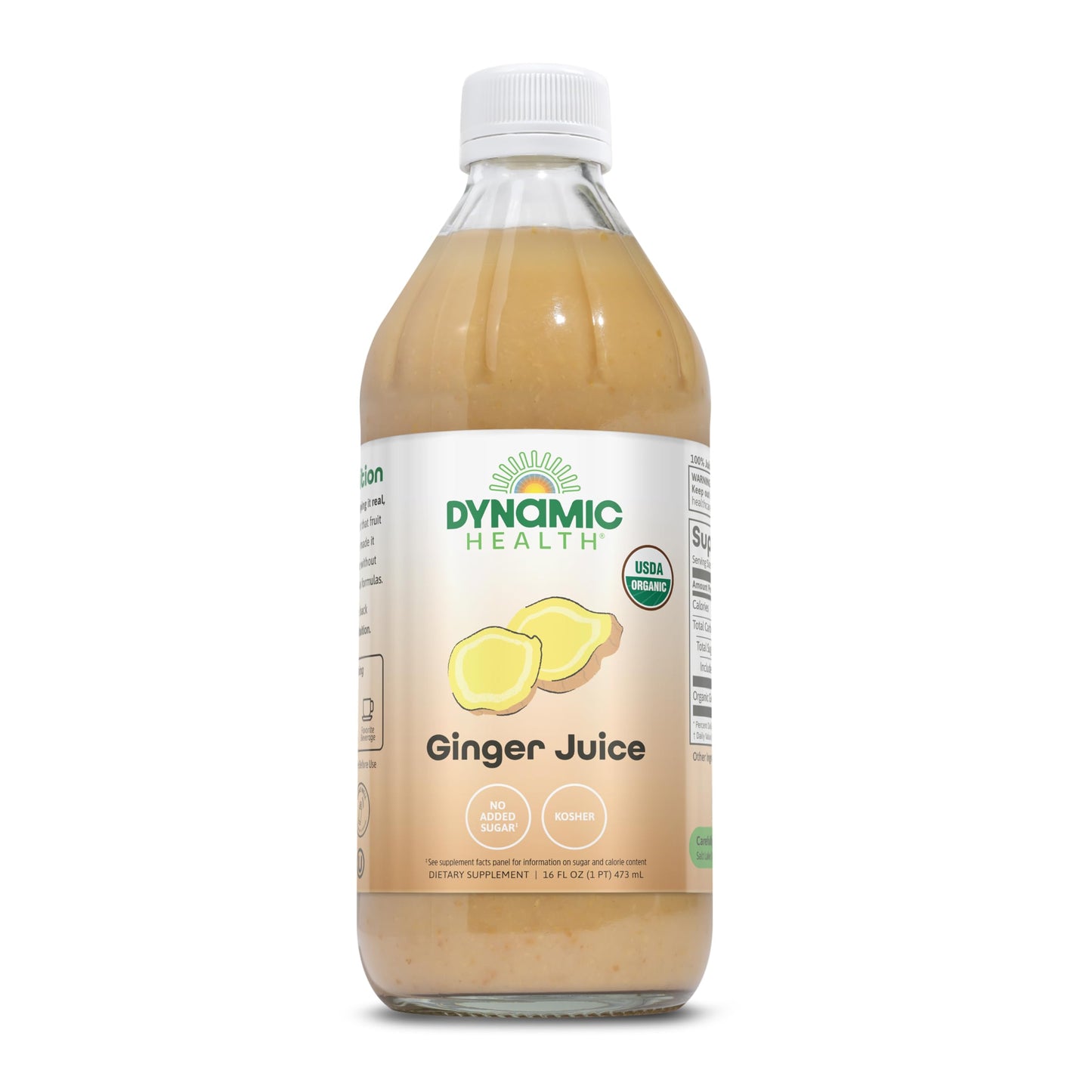 Dynamic Health Organic Ginger Juice - Bold, Plant-Powered Flavor for Wellness Support - USDA Organic, No Added Sugar, Kosher Certified - 31 Servings