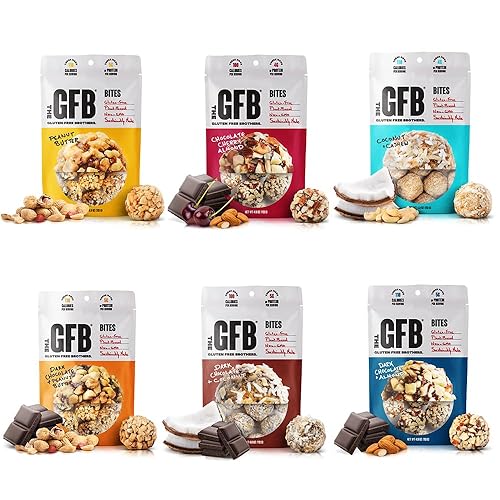 The GFB Variety Pack Protein Bites - Gluten Free, Plant Based, Non GMO, Sustainably Made - Ridiculously Tasty, Healthy, Vegan, Protein Energy Balls, 4