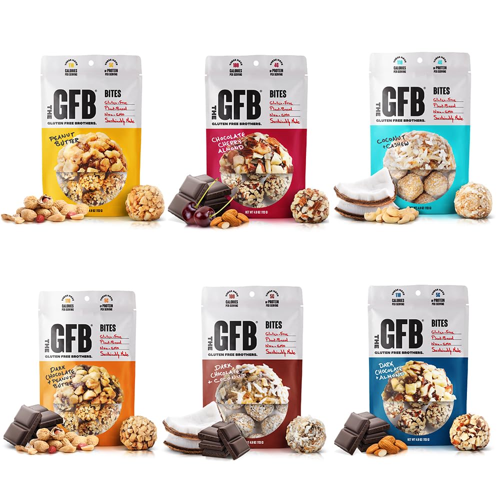 The GFB Variety Pack Protein Bites - Gluten Free, Plant Based, Non GMO, Sustainably Made - Ridiculously Tasty, Healthy, Vegan, Protein Energy Balls, 4