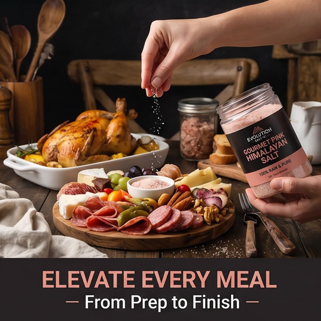 Evolution Salt Himalyan Fine 17 oz - Gourmet Salt Co Shaker - Thoughtfully Gourmet Salt for Cooking and Seasoning - Natural Pink Cooking Salt - Fine