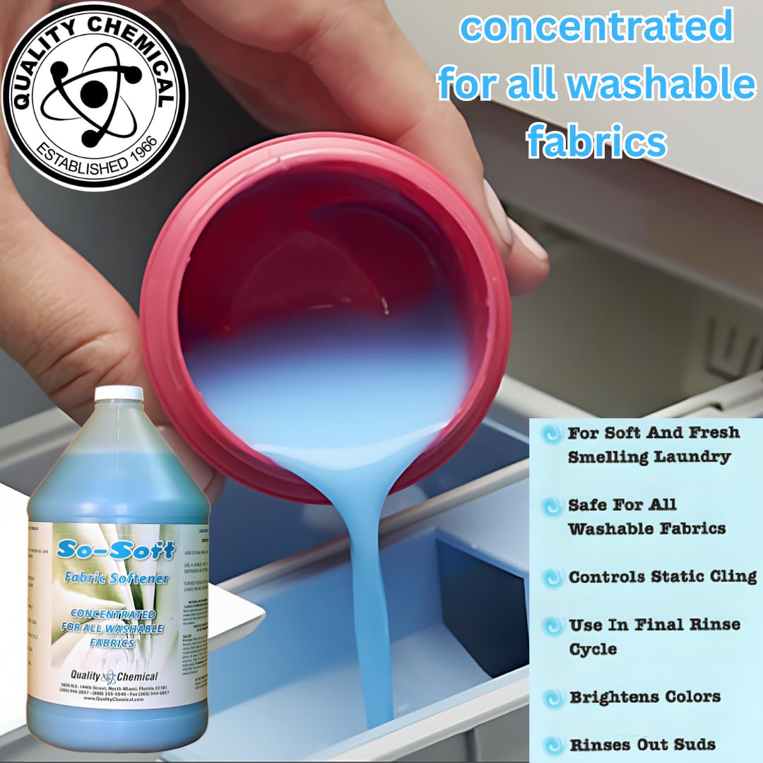 Quality Chemical So Soft Fabric Softener - All Fabric Softener - Liquid - Controls Static Cling, No Stiffening and Fraying - Laundry Softener for Soft