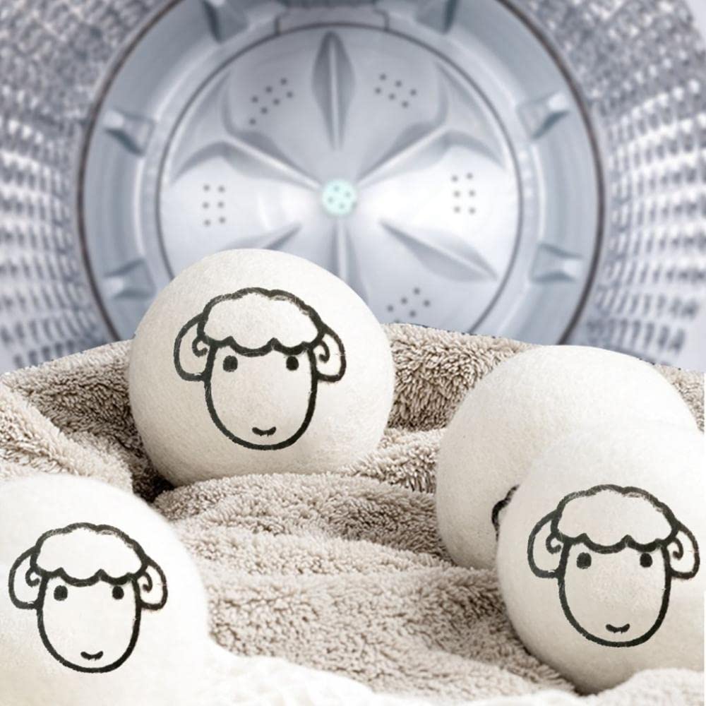 Wool Dryer Balls, Reusable Laundry Balls Softener Washing Fleece Dry Kit Anti-Static Reduce Wrinkles and Save Time Drying Ball(2 pcs-with Pattern)