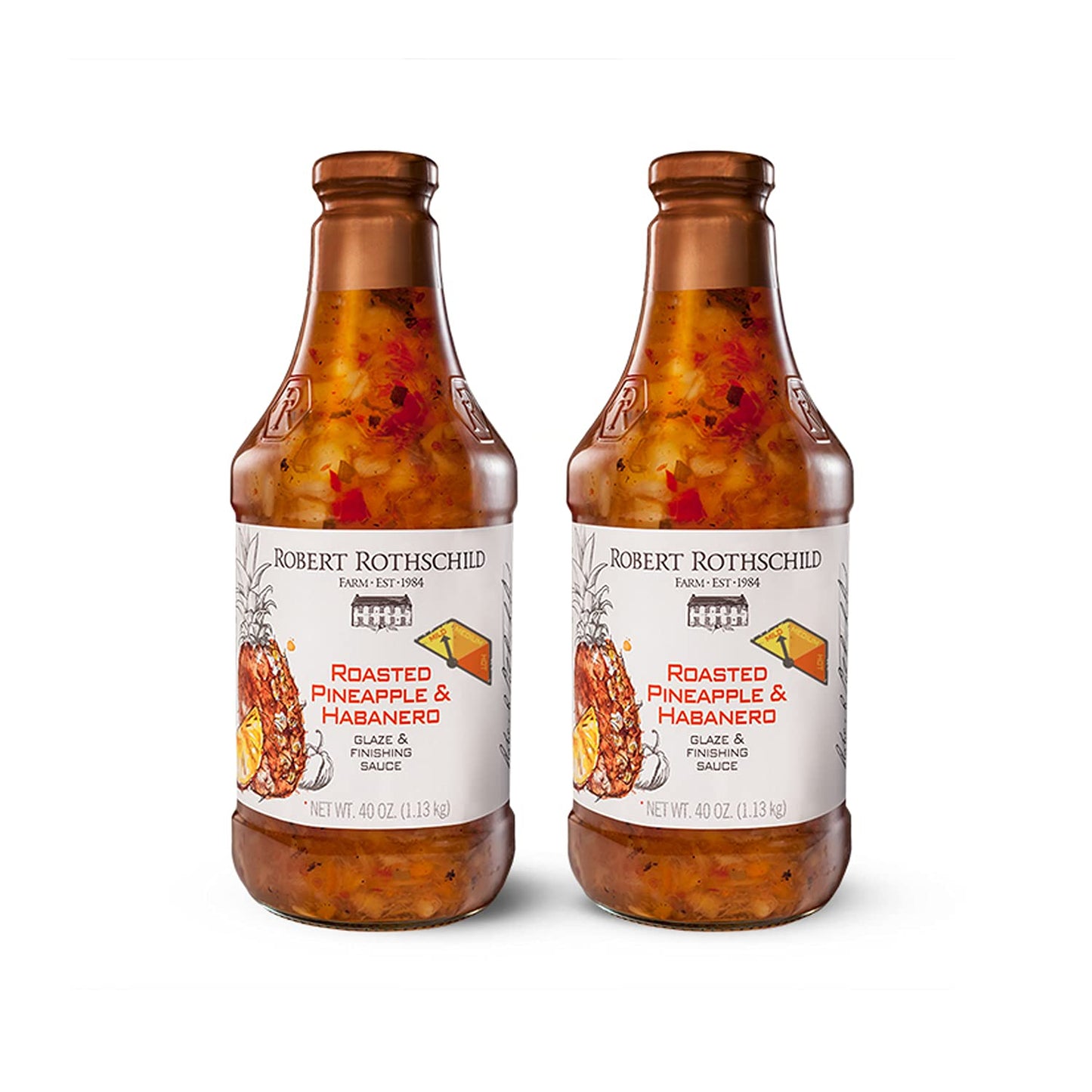 Robert Rothschild Farm Roasted Pineapple & Habanero Gourmet Glaze and Finishing Sauce - Sweet and Spicy Marinade, Glaze or Dip - 40 Oz (Pack of 2)