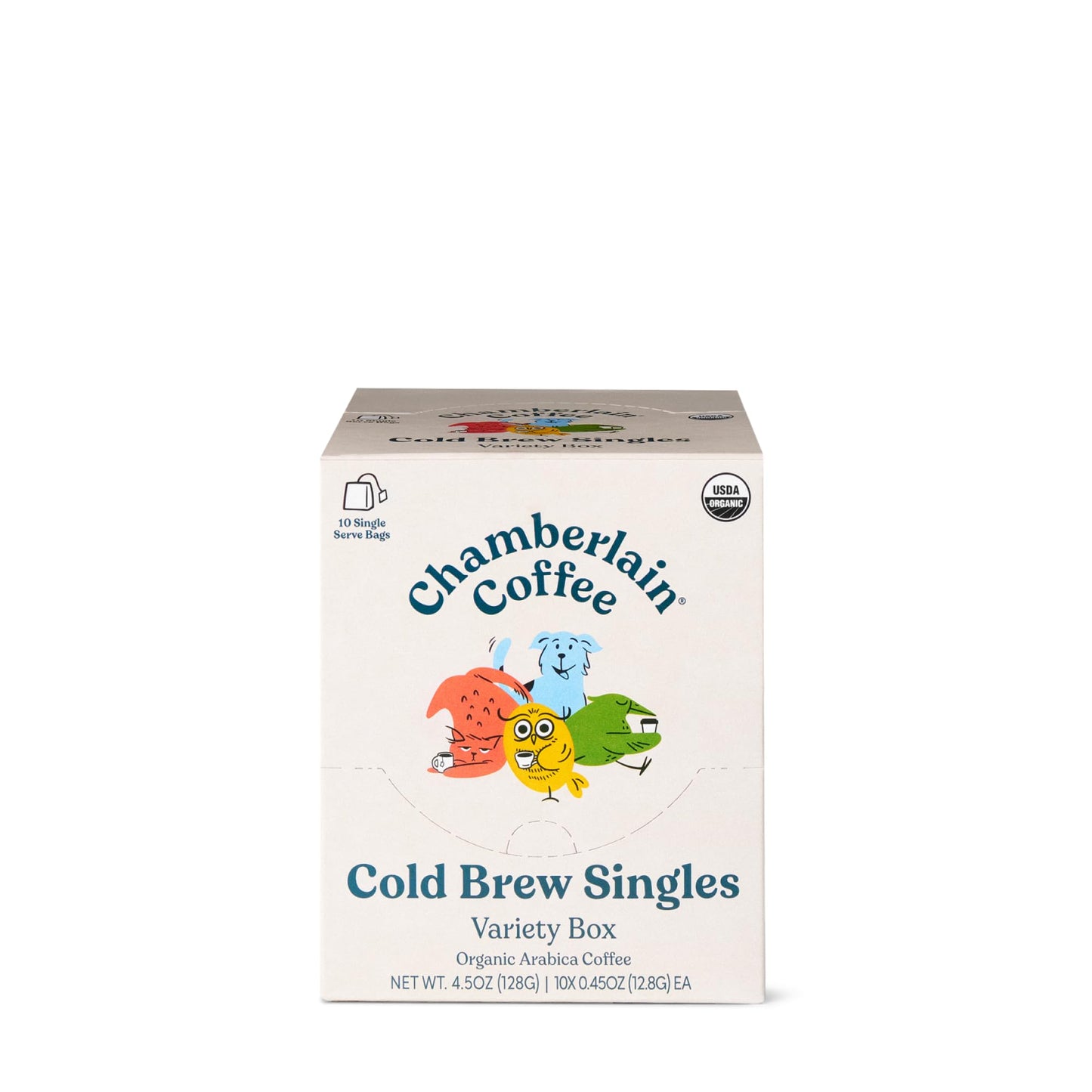 Chamberlain Coffee Variety Cold Brew Singles Medium Roast - USDA Organic, 10 Single Serve w/Different Flavors - Arabica Coffee - Smooth, Rich