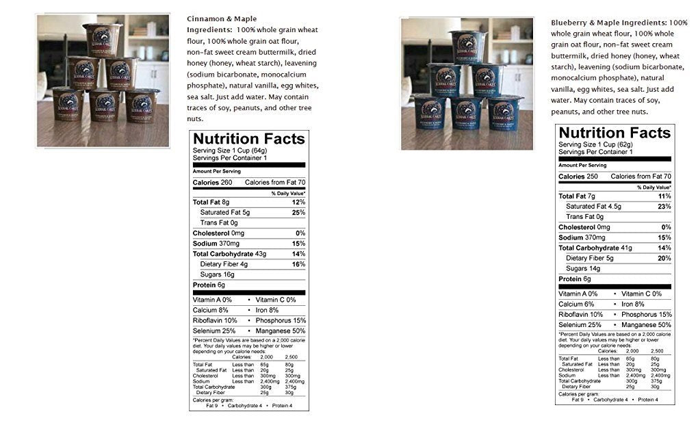 Kodiak Cakes Unleashed, Flapjack on the Go' COMBO PACK: 3 Cups of BLUEBERRY & MAPLE, 3 Cups of CINNAMON & MAPLE + BONUS 3 oz Maple Syrup, 6 Individual 2.25 oz Cups