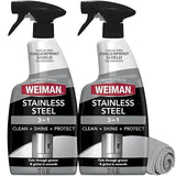 Weiman Stainless Steel Cleaner & Polish, 2 Pack, Anti Fingerprint Spray Stainless Steel Cloth, Water Spots & Grease, No Streaks or Residue, Safe