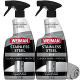 Weiman Stainless Steel Cleaner & Polish, 2 Pack, Anti Fingerprint Spray Stainless Steel Cloth, Water Spots & Grease, No Streaks or Residue, Safe