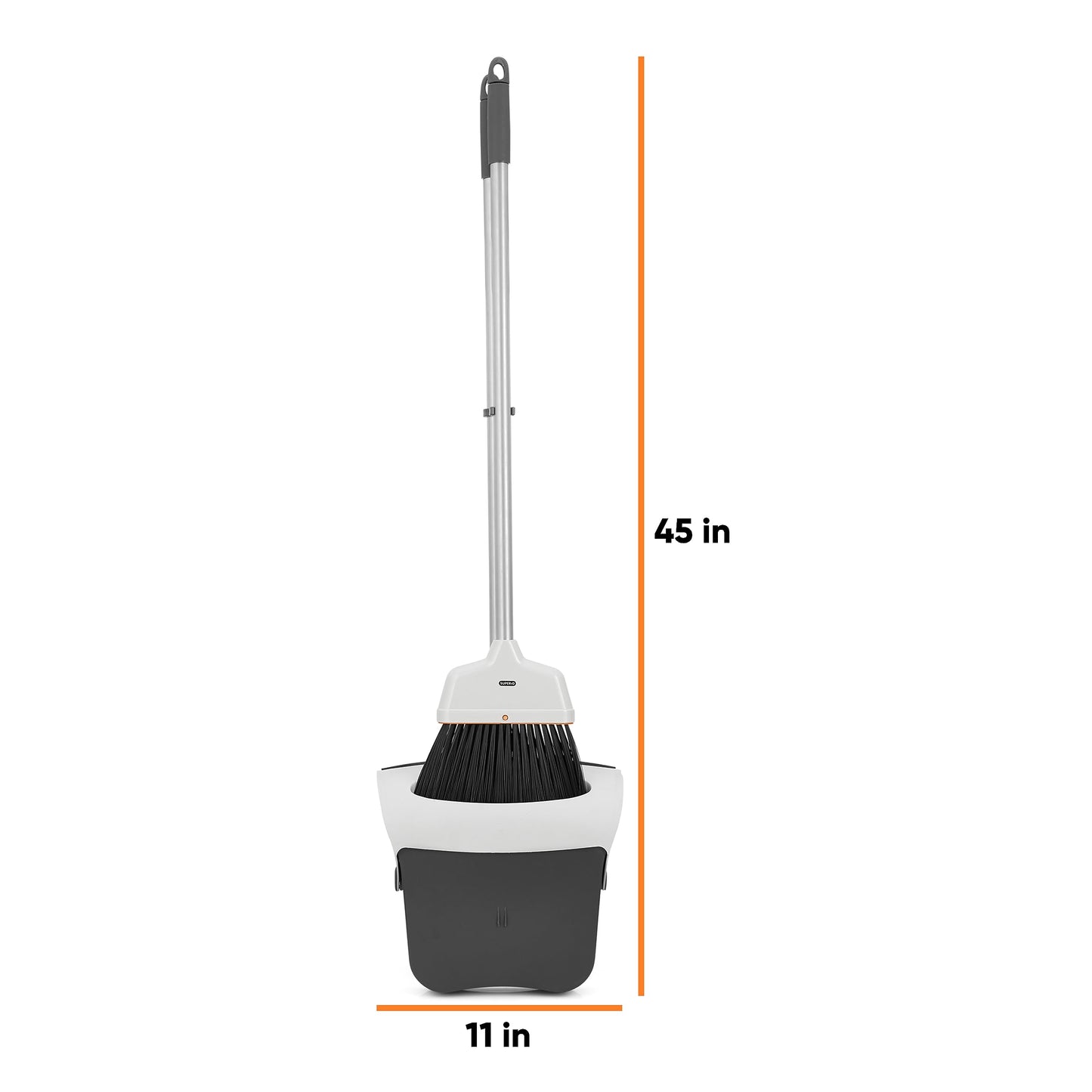 Superio Duty Slim Upright Broom and Dustpan Set, Grey 38 X 4 X 13