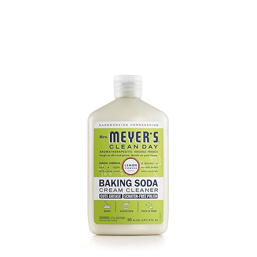 MRS. MEYER'S CLEAN DAY Baking Soda Cream Cleaner, Cuts Grease, Scratch-Free Polish, Lemon Verbena, 16 Fl Oz, Pack of 1