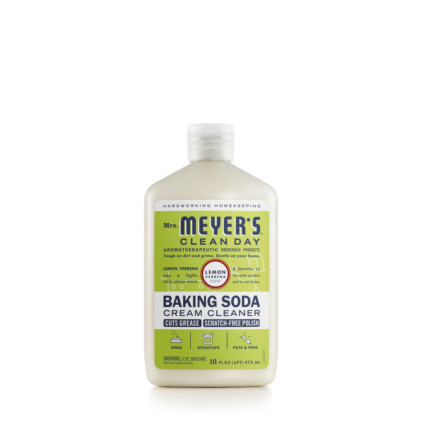 MRS. MEYER'S CLEAN DAY Baking Soda Cream Cleaner, Cuts Grease, Scratch-Free Polish, Lemon Verbena, 16 Fl Oz, Pack of 1