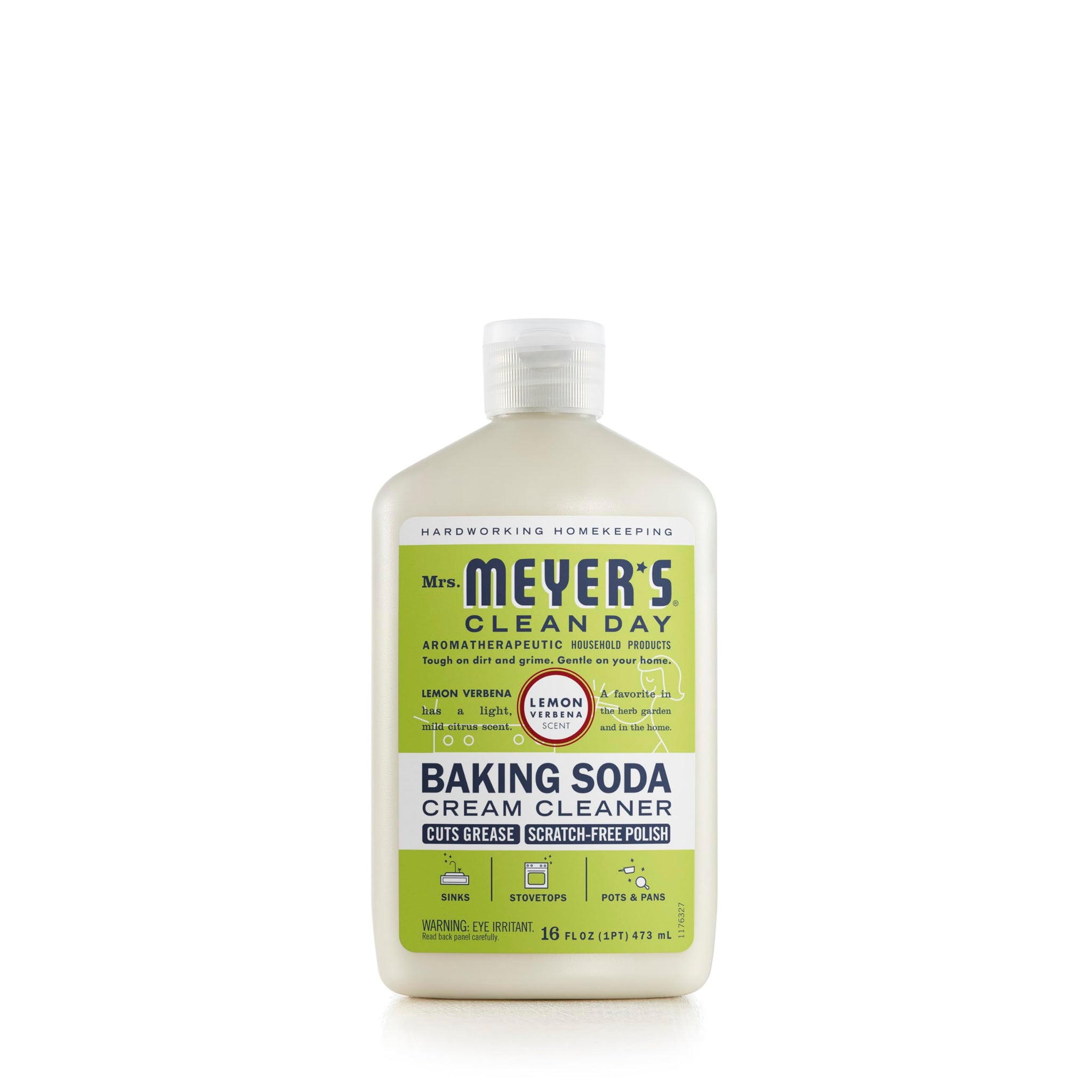 MRS. MEYER'S CLEAN DAY Baking Soda Cream Cleaner, Cuts Grease, Scratch-Free Polish, Lemon Verbena, 16 Fl Oz, Pack of 1