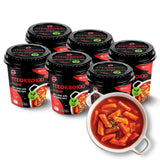Spicy Cup Tteokbokki Instant Rice Cakes Korean - [Original (Gochujang) | Pack of 6] - Ready in 3 Minutes | Gluten-Free, Chewy, Quick & Easy Meal |