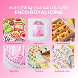 ENCO White Royal Icing Mix, Vanilla Flavor - Easy to Use, Just Add Water, Smooth & Glossy Finish, Fast Drying, Versatile for Cookie Decorating (1.1 lb