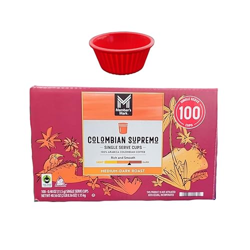 KING BUY BOX 1 PCS cup Bundle with Colombian Supremo Medium-Dark Roast Coffee Pods, 100 ct. compatible with Members Mark