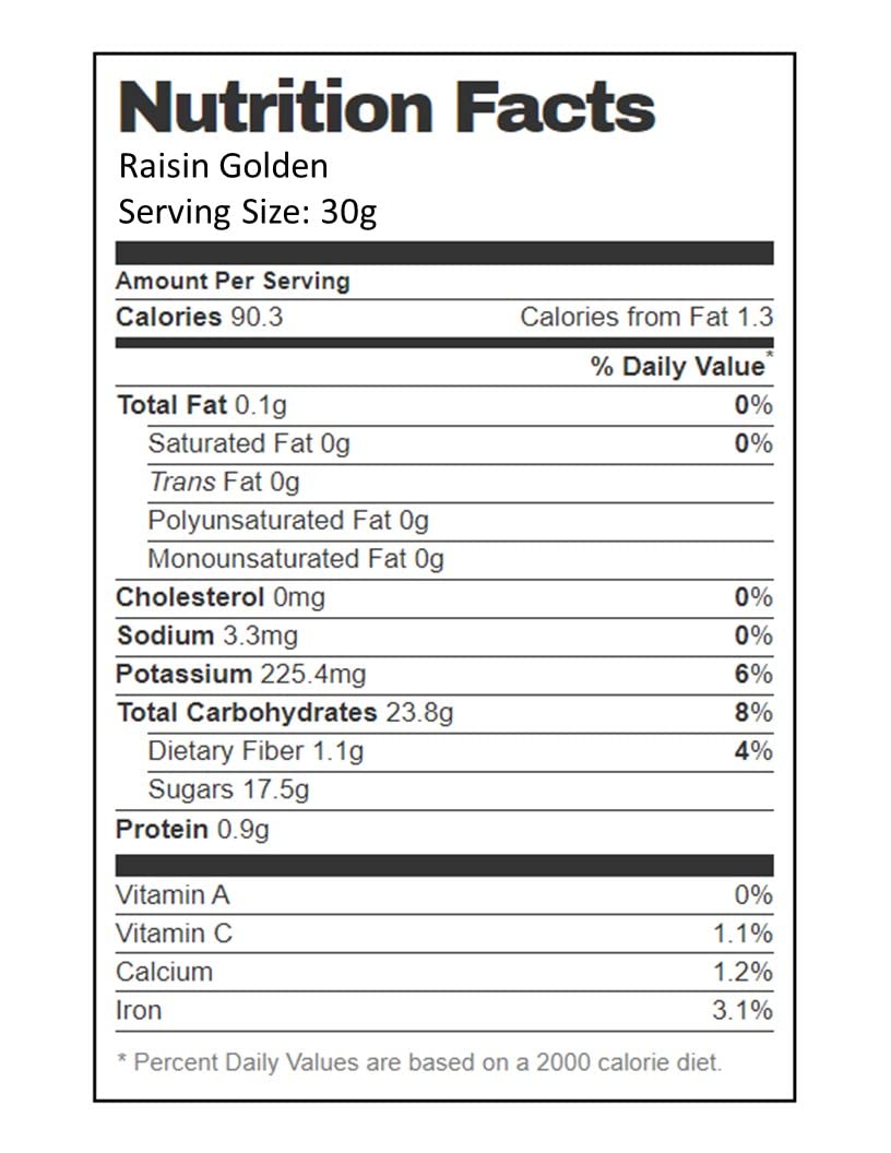 Aiva Golden California Raisins (2 LB) - Naturally Sweet Dried Fruit for Snacking, Baking, and Cooking
